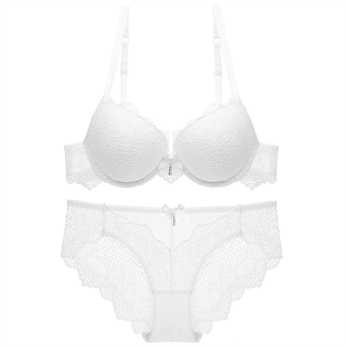 1723 Girls' Gathering Sexy French Lace Women's Thin Top and Thick Bottom Underwear Bra Set_voghion.com