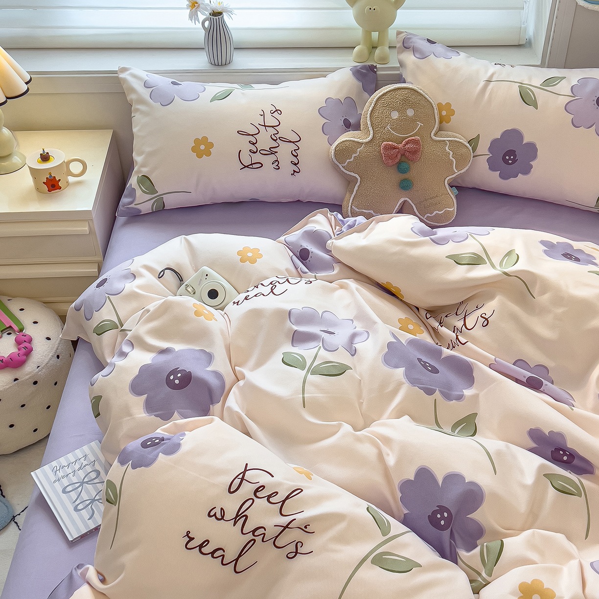 ins dormir desnudo cuatro piezas de sábanas de algodón imitación cubierta madre y bebé clase A dormitorio tres piezas de ropa de cama regalo