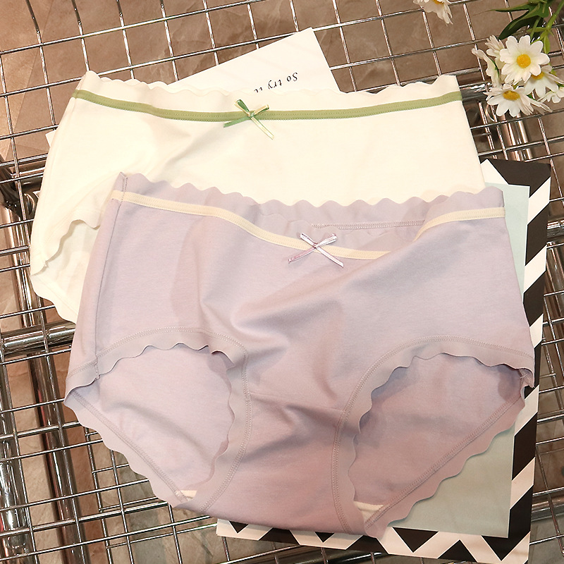 New Style Simple Solid Color Mid-Waist Underwear Women's High Elastic Breathable Comfortable Soft Hip-Lift Briefs for Girls