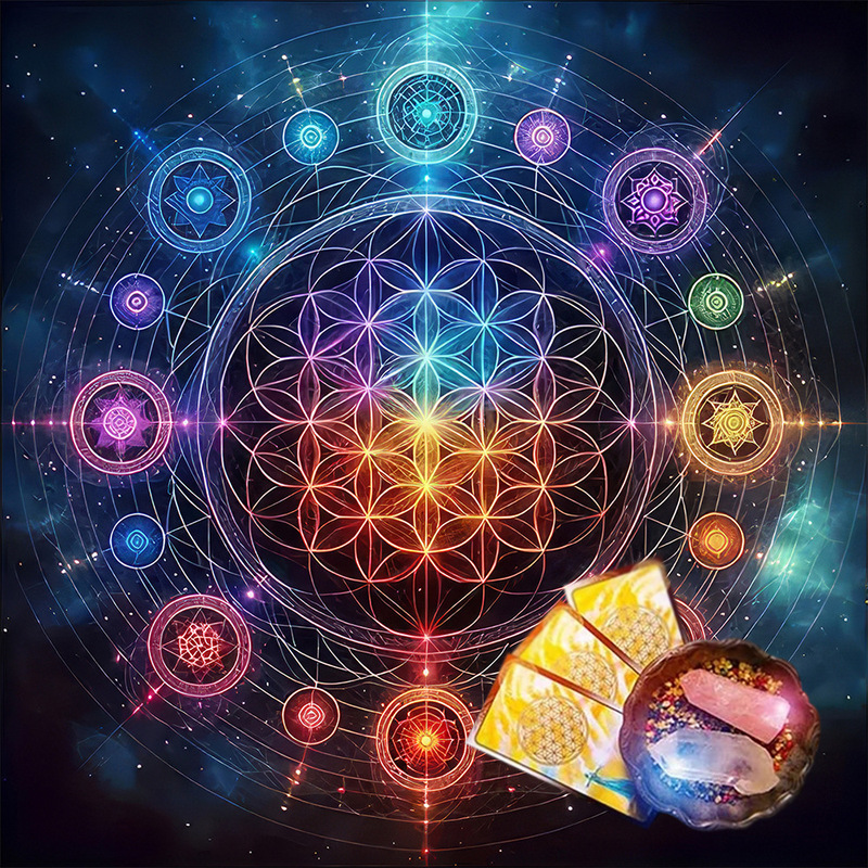 タロットテーブルクロスTarot Tablecloth布マット月相太陽花卉太陽生命樹ベルベットテーブルクロス|undefined