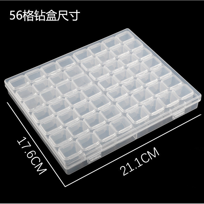 Wholesale Nail Art Rhinestone Box, Transparent Nail Decoration Box with 56 Compartments, Small Accessory Nail Storage Box