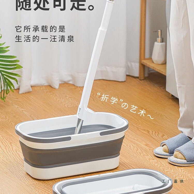 拖把桶长方形可折叠水桶大号带滑轮家用提手储水拖地盆洗涮拖布桶