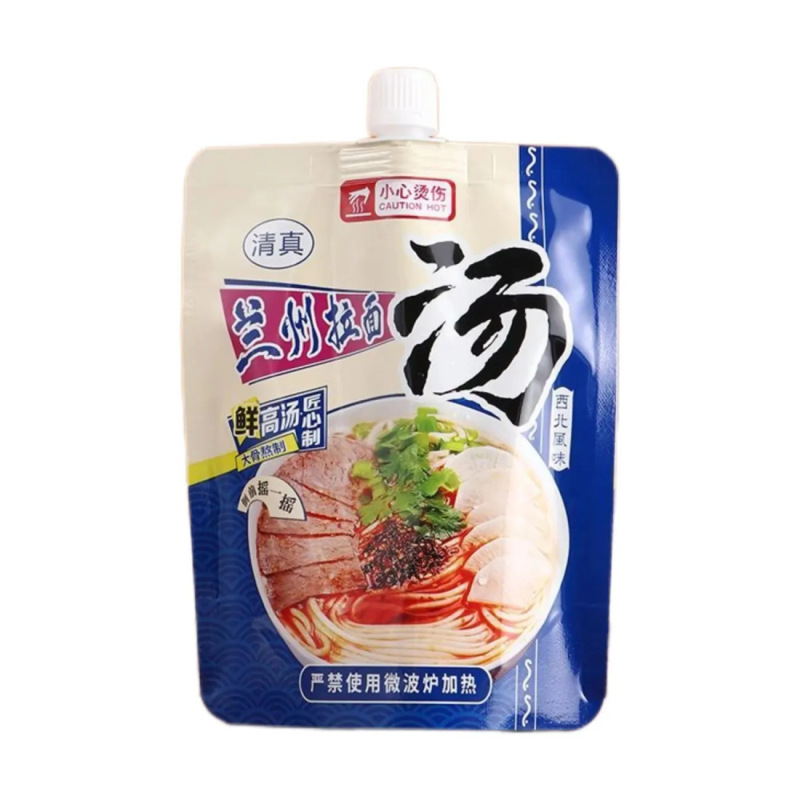 蘭州ラーメンのスープ袋、漏れ防止、スープ材料の個別包装、自立型吸い口付き袋、テイクアウト用保温食品グレード液体袋、携帯用|undefined