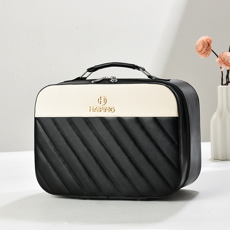 블랙 대형 가죽 휴대용