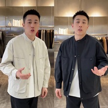 2025春季新款简约立领衬衫夹克男潮牌设计款宽松休闲工装外套上衣