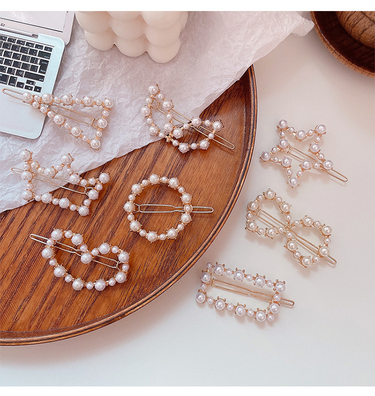Fashion Round Heart Shape Alloy Plating Inlay Pearl Hair Clip display picture 4