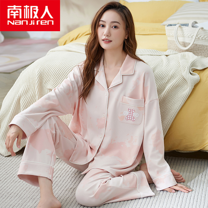 Pijamas de algodón las mujeres primavera y otoño 2022 nueva manga larga delgada más tamaño homewear