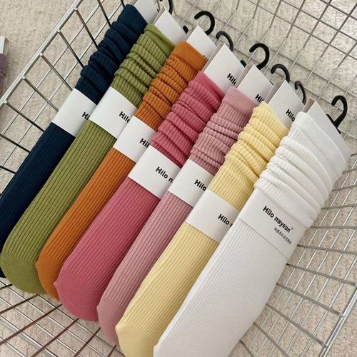 Nayean South Industry Autumn/Winter New Arrival Vertical Groove Striped Stack Socks Solid Color High Density Straight No-Heel Parent-Child Cotton Socks