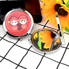 Bride's dowry wedding makeup mirror travel mirror dual-sided mirror mini mirror for newlyweds wedding celebration red mirror