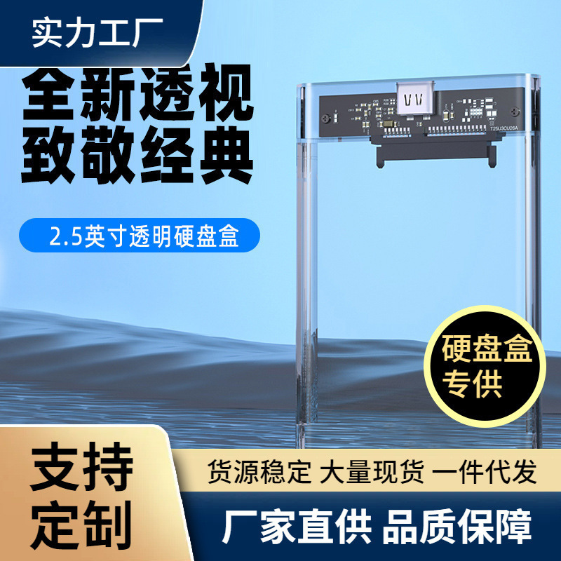 Cross-Border New Transparent Anti-Drop Hard Drive Case Ssd Solid-State Mechanical Mobile Hard Drive Case Usb3.1 Hard Drive Protective Case