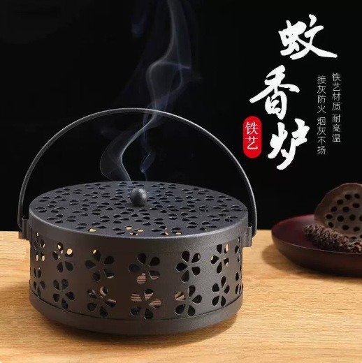 防风创意蚊香盘蚊香盒防火家用带盖室内户外安全蚊香炉铁艺熏香炉