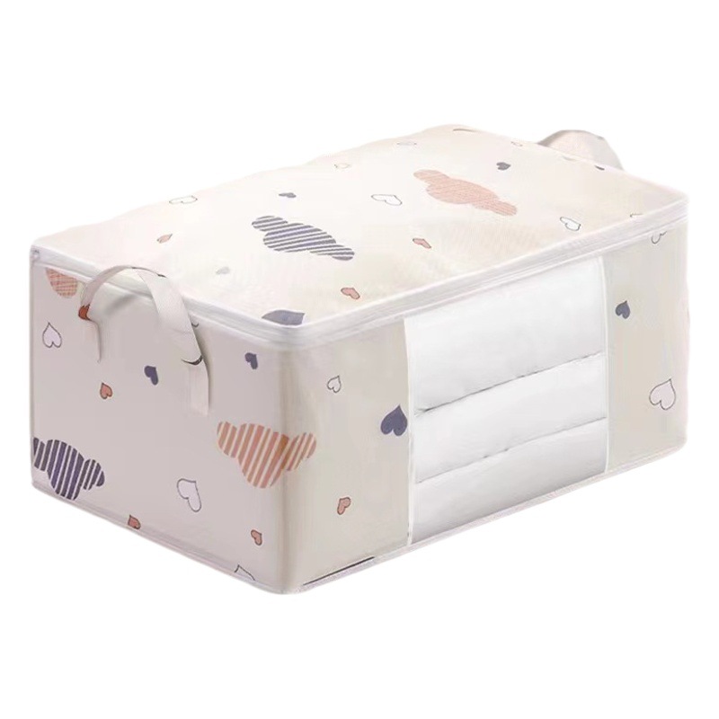 Nube engrosada colcha bolsa de ropa plegable bolsa de organización cremallera portátil ventana ropa armario bolsa de almacenamiento
