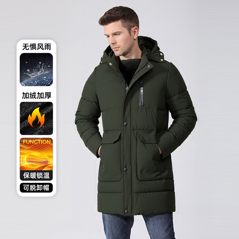 Hombre transfronterizo invierno plumón chaqueta de algodón de invierno, chaqueta de algodón media y larga, chaqueta de algodón caliente gruesa image 4