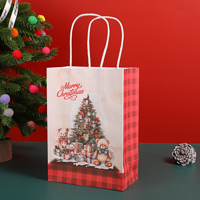 クロスボーダー熱売クリスマス手提げギフトバッグ祝日パーティーキャンディー包装紙袋漫画クリスマスツリー平底袋|undefined