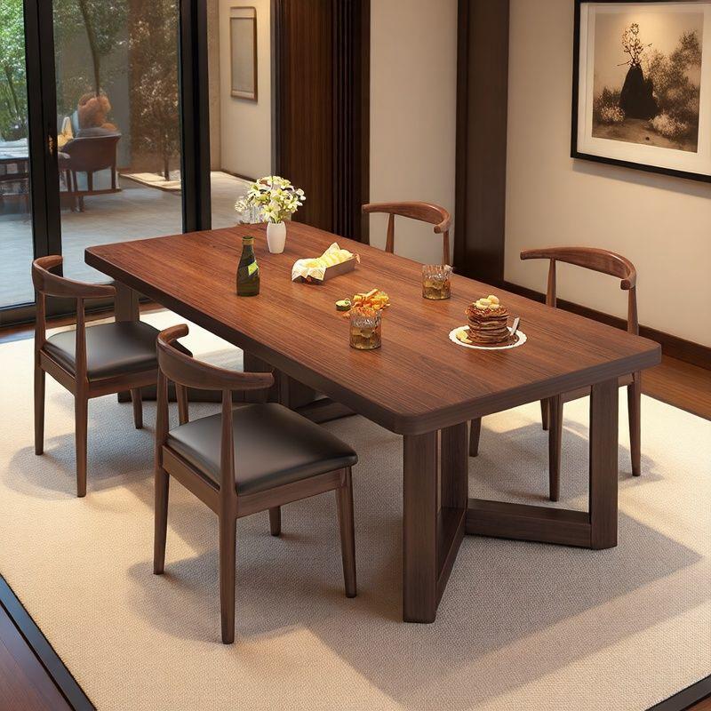 Mesa de comedor de madera maciza pequeña mesa de comedor sala de estar doméstica 2026 nuevo estilo medieval cuadrado tabla de color nuez