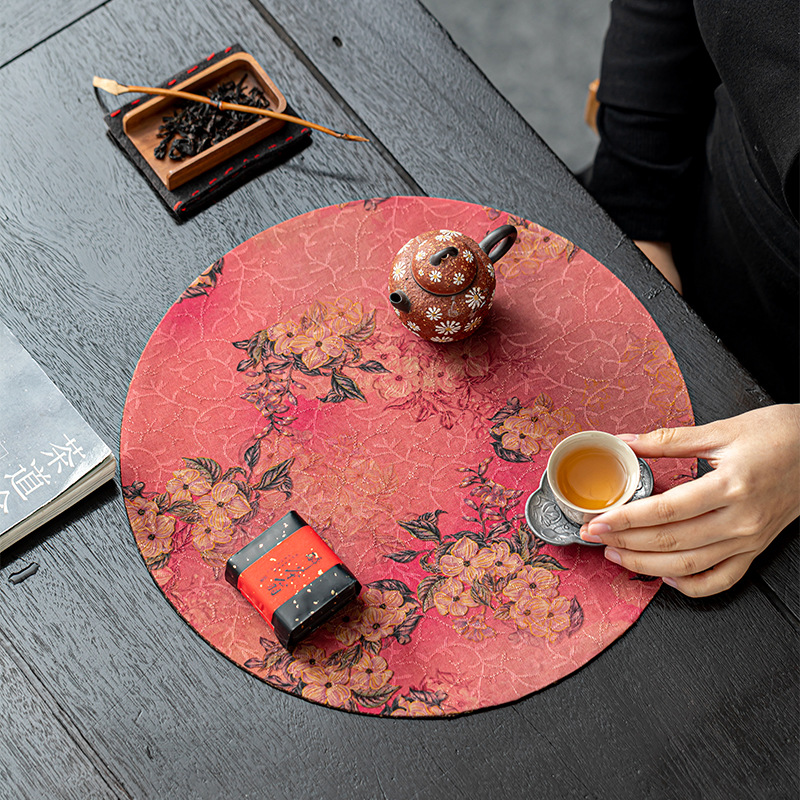 老料香云纱干泡茶席垫子新中式高端禅意双面隔热复古茶布茶巾