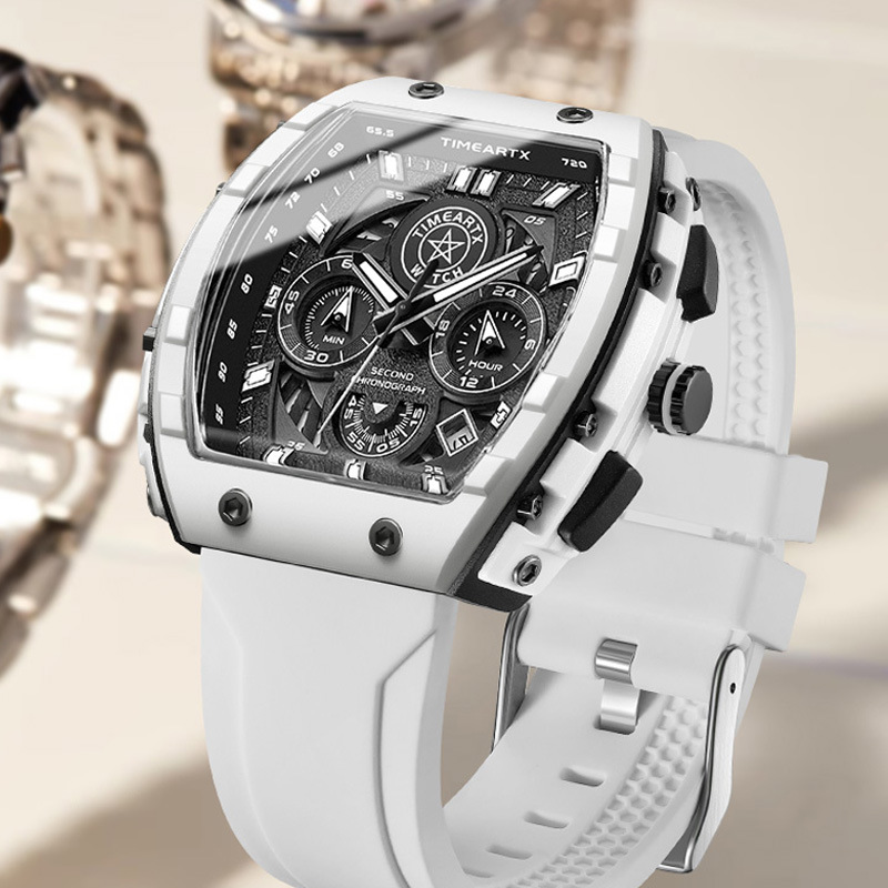 Timeartx Fashionable Men's Watch Cross-Border Outdoor Sports Casual Barrel-Shaped Quartz Watch Direct from Manufacturer