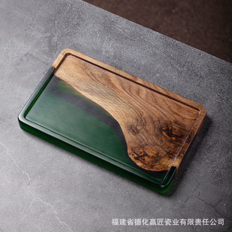 Placa de té de madera sólida regalos de hotel retro bandeja de nuez negra bandeja de té rectangular china simple platos de comedor
