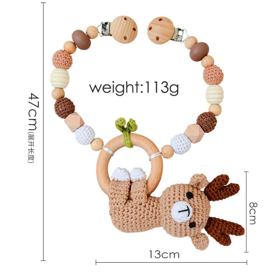 Bebé de punto muñeca animal lana ganchillo anti-caída cadena juguete cochecito puede roer colgante de ganchillo