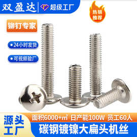 十字大扁头螺丝TM铁镀镍蘑菇伞头盘头螺栓黑锌机丝螺钉螺纹十字槽