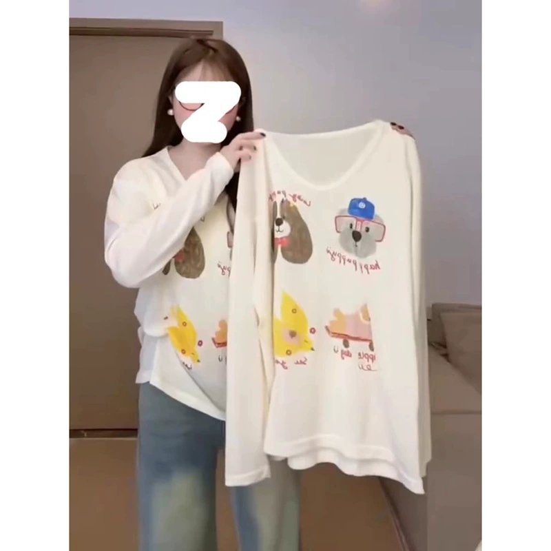 Официальная карта Jin Liang [Спот оригинальное качество модал хлопок] Футболка с принтом с длинными рукавами солнцезащитный крем