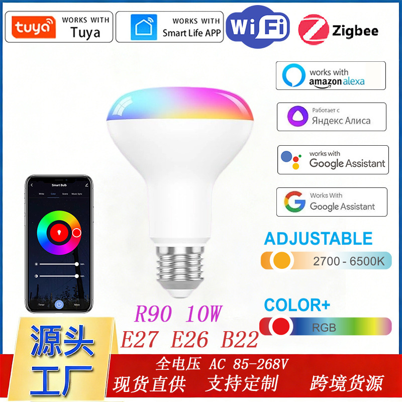 Tuya Smart Wifi Bulb Br30 9W Colorful Rgbcwalexa Google Speaker Smart Bulb