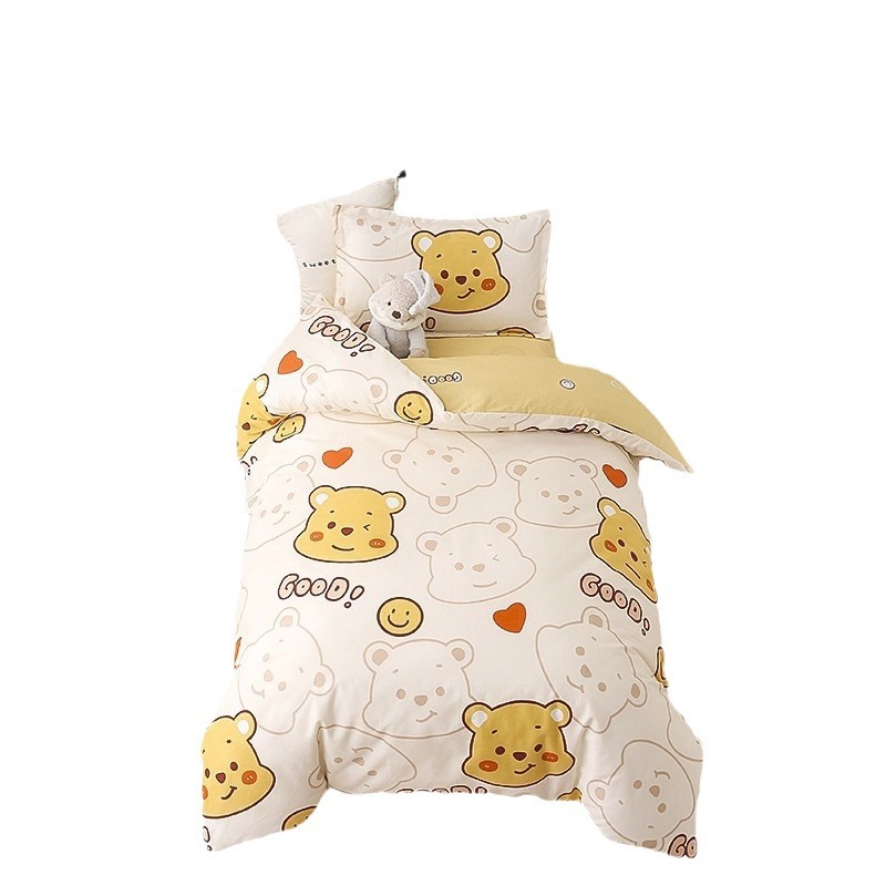 Juego de cama de jardín de infantes de algodón de tres piezas con estampado de algodón de seis piezas
