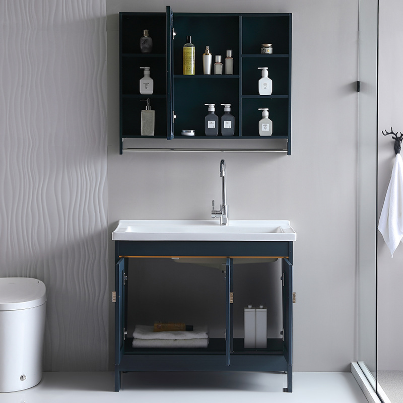 Armario de lavado de aluminio espacio al aire libre gabinete de baño al por mayor Lavado de Manos gabinete de baño balcón lavandería piscina con lavadero de cerámica