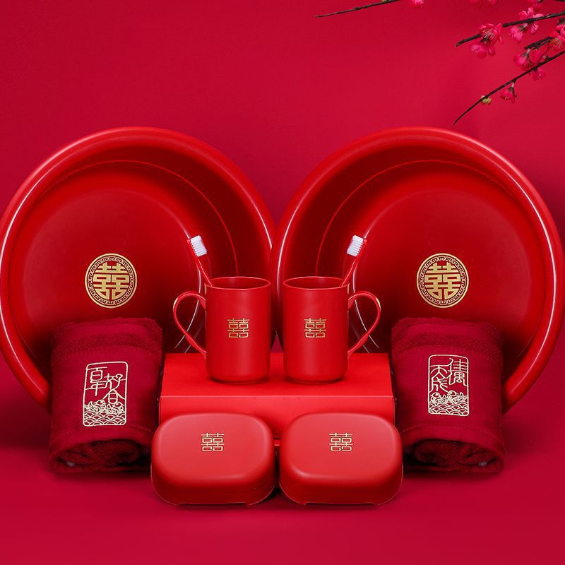 Cuenca de bodas roja, suministros de boda, boda, boda, boda, dote, lavabo de plástico