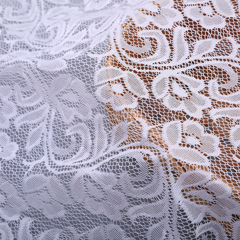 白色婚紗手套蕾絲花邊面料 藤蔓波浪紋無彈蕾絲布料