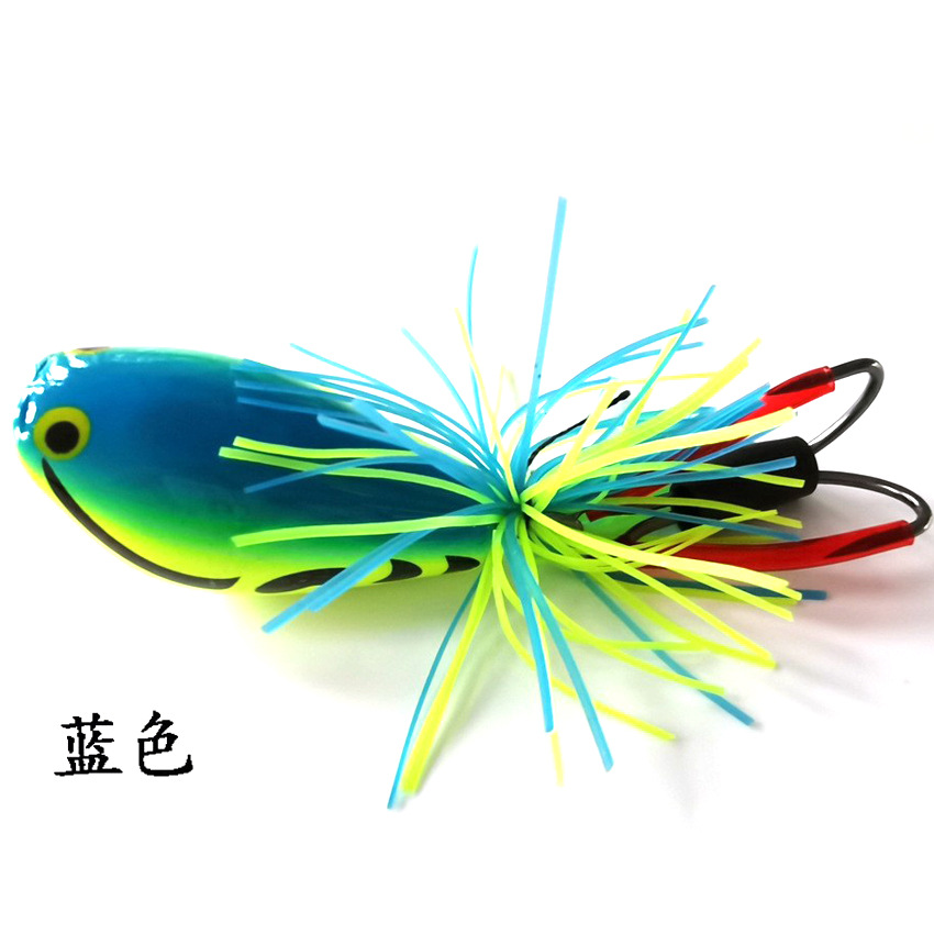 Thunder Frog ABS rana dura con doble gancho cabeza de serpiente cebo de rana agua flotante cebo falso pez negro jugando negro nuevo nueve colores