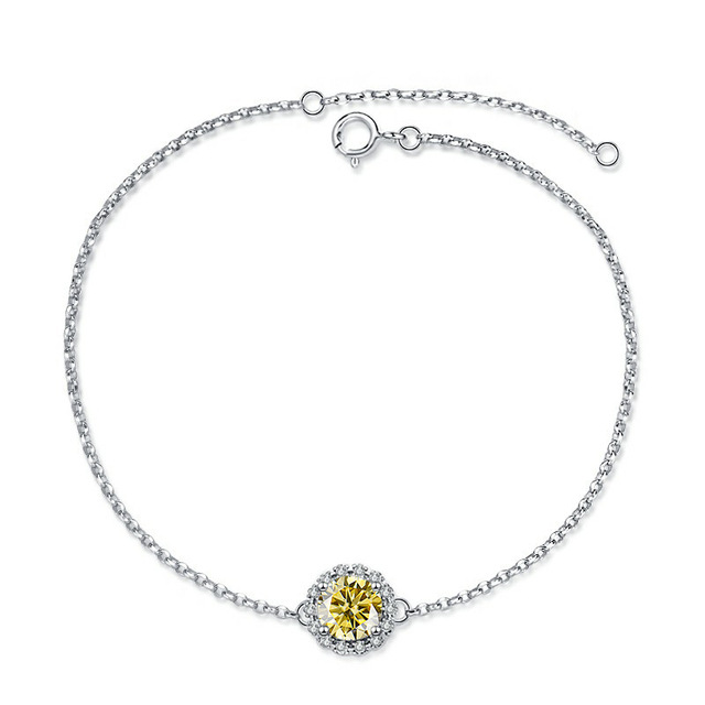S925 joyería de plata estrella piedra grande y pequeña pulsera de moissanita mujer D color 1 quilate joyería en vivo fábrica al por mayor