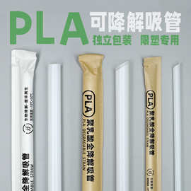 一次性吸管可降解PLA独立包装食品级奶茶牛皮纸定制LOGO环保