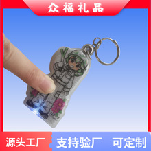 PVC娃娃带灯钥匙扣 环保迷你小手电筒钥匙扣 led灯投影 手电钥匙