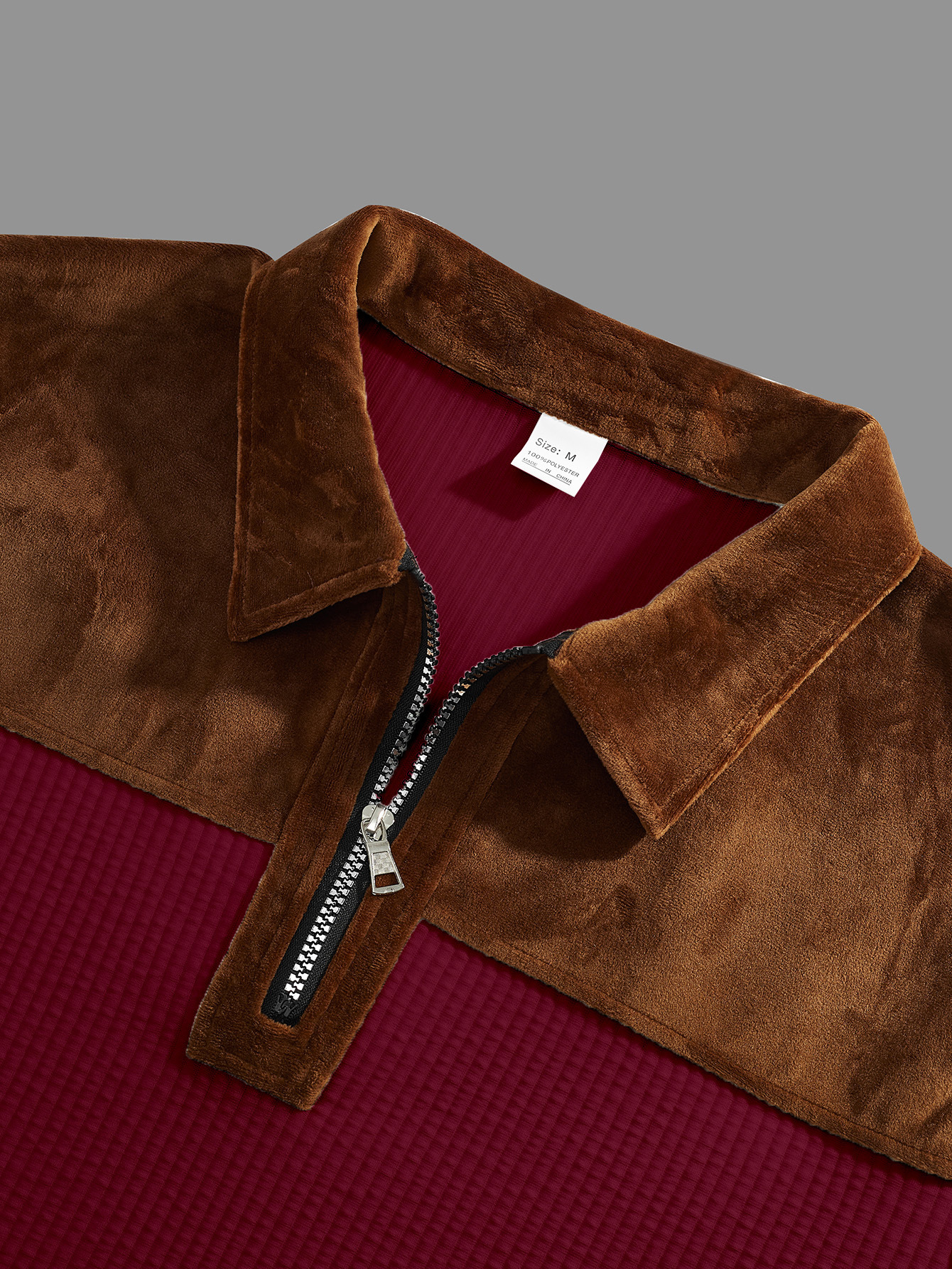 Men's Suede Patchwork Knit Polo Shirt Breathable Casual Pullover_voghion.com