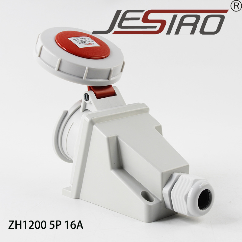 中穗 ZH1200 5P 16A IP67 带底明装插座 5孔 户外 防水 电源插座