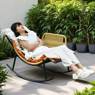 Rosewood Rocking Chair Lounge Chair Adult Balcony Home Leisure Rattan Chair Retro Rattan Lazy Chair Outdoor Courtyard Rocking Chair