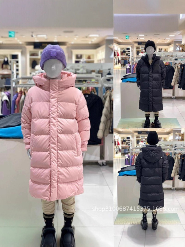 冬季抗寒保暖刺绣标纯色连帽户外防风休闲儿童羽绒服加厚白鸭绒|undefined