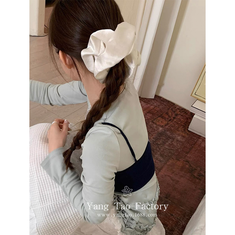 Nuevo estilo satinado brillante lazo para el cabello grande para mujer banda de goma de cola de caballo baja