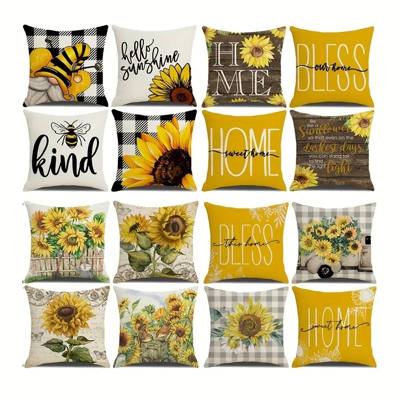 2024 estilo explosivo transfronterizo abeja festival flor linda funda de almohada Amazon lino impreso mesa de sala de estar bandera dormitorio