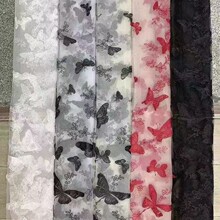 厂家春夏刺绣面料 平绣蝴蝶绣花布 现货表演服汉服童装女装面料