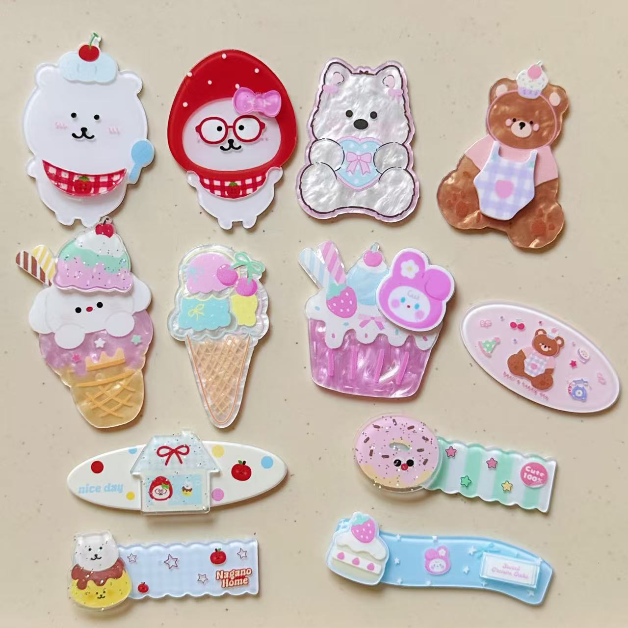 새로운 춤추는 곰 아크릴 액세서리 귀여운 DIY 수제 소재 가방 보석 만화 전화 쉘 패치 신발 꽃