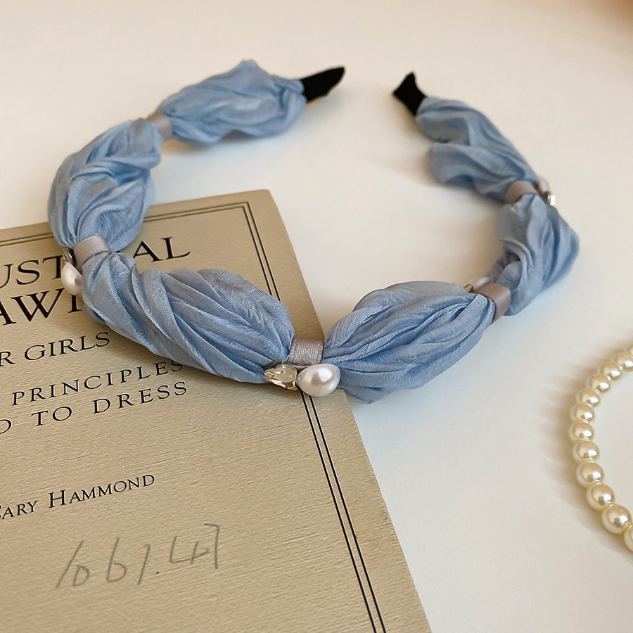 Encaje de tela, flor de trompeta, lazo de perla, lazo para el cabello con flecos, temperamento fresco y dulce, accesorios para el cabello de alta gama de nicho