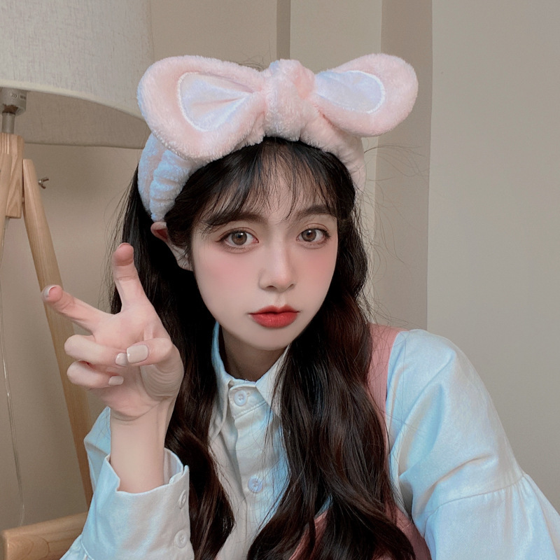 Lavarse la cara cinturón de cabello lindos de peluche para la mujer lavado y máscara especial de agujeros de cabello cinturón de cabello brazalete