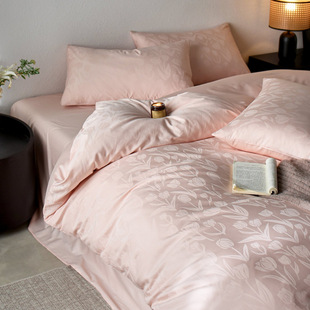Class A 100 Xinjiang Long-staple Cotton Cotton Jacquard Four-piece Set French Princess Style Cotton Satin Quilt Cover for Four Seasons