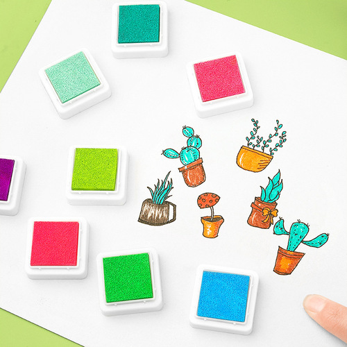 Finger painting graffiti ink pad 3*3cm children's painted square ink pad 24 colors kindergarten palm painting ink pad