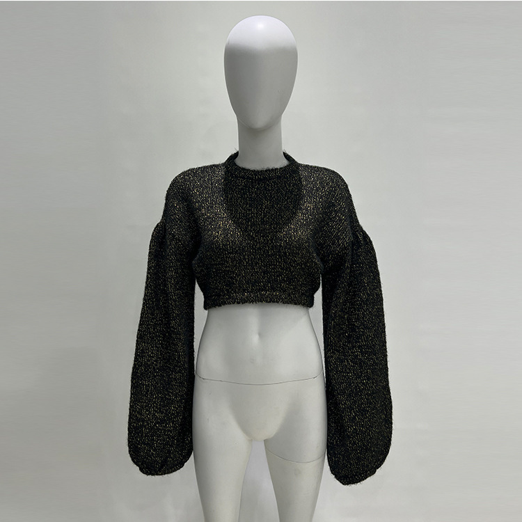 Dalan Knitwear Factory Customized Spring & Fall New Brown Round Neck Short Pullover Fashion Long-Sleeved Knitwear Knitwear for Women Dalan Knitwear Factory Customized Spring & Fall New Brown Round Neck Short Pullover Fashion Long-Sleeved Knitwear Knitwear for Women