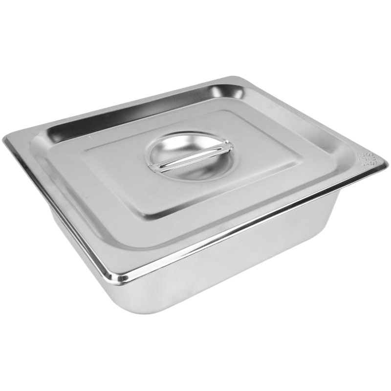304 de acero inoxidable gastronorm tazón engrosado buffet cuenca de alimentos con tapa de acero inoxidable rectangular fraccional placa 1/1 al por mayor