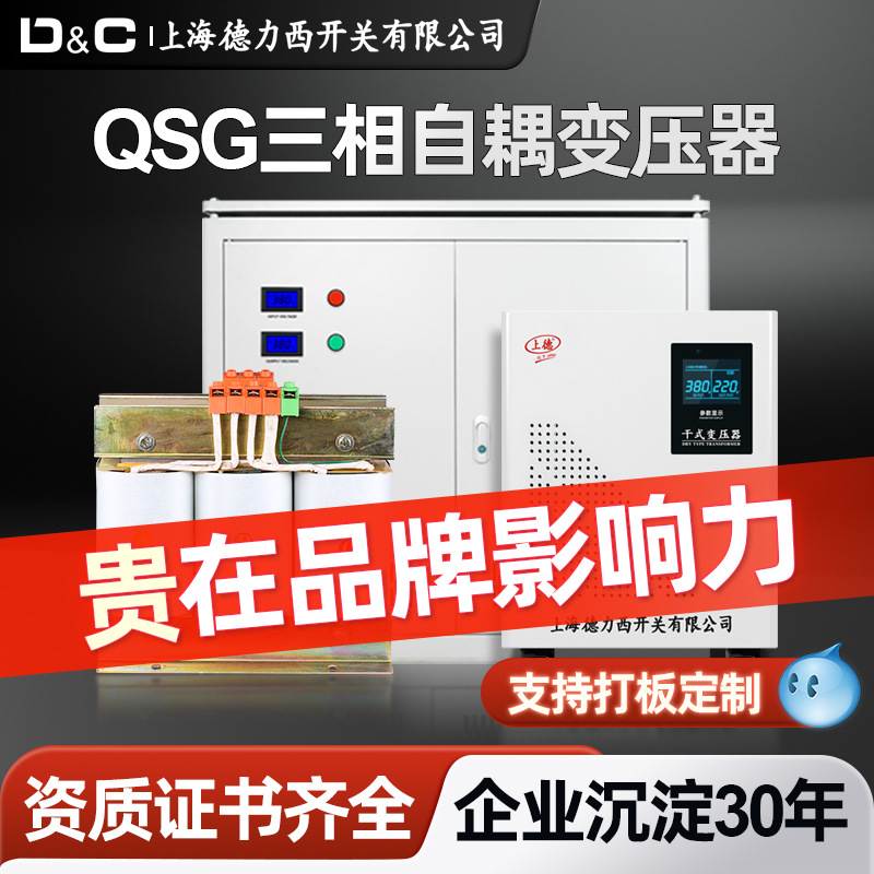 上海德力西开关QSG三相干式自耦变压器380V变220/200控制升压伺服