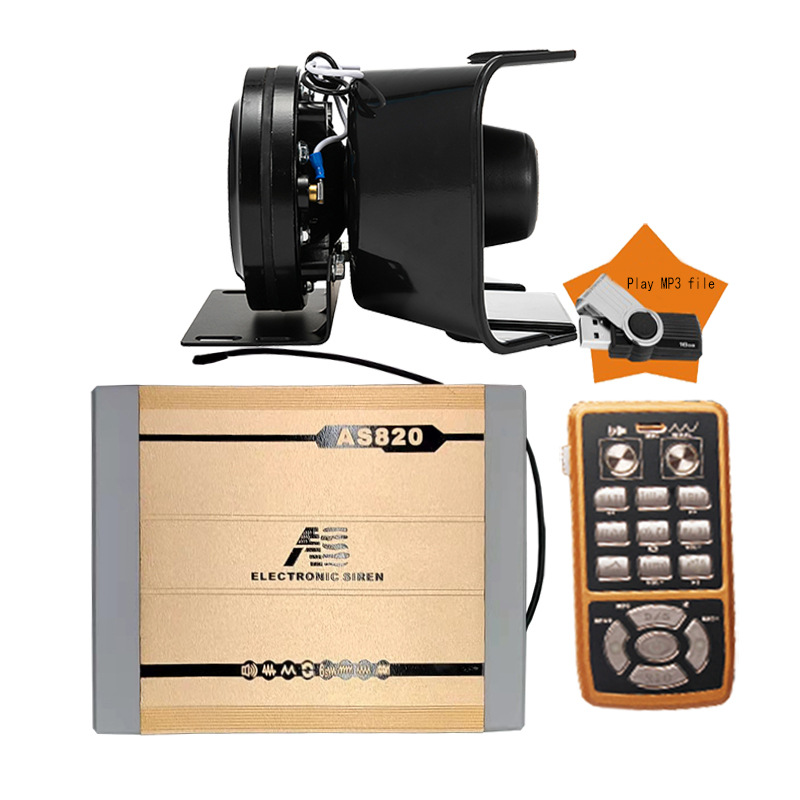 Car-mounted wireless siren, high-power MP3 loudspeaker, high-pitched alarm speaker, AS820M+ square-mouth speaker